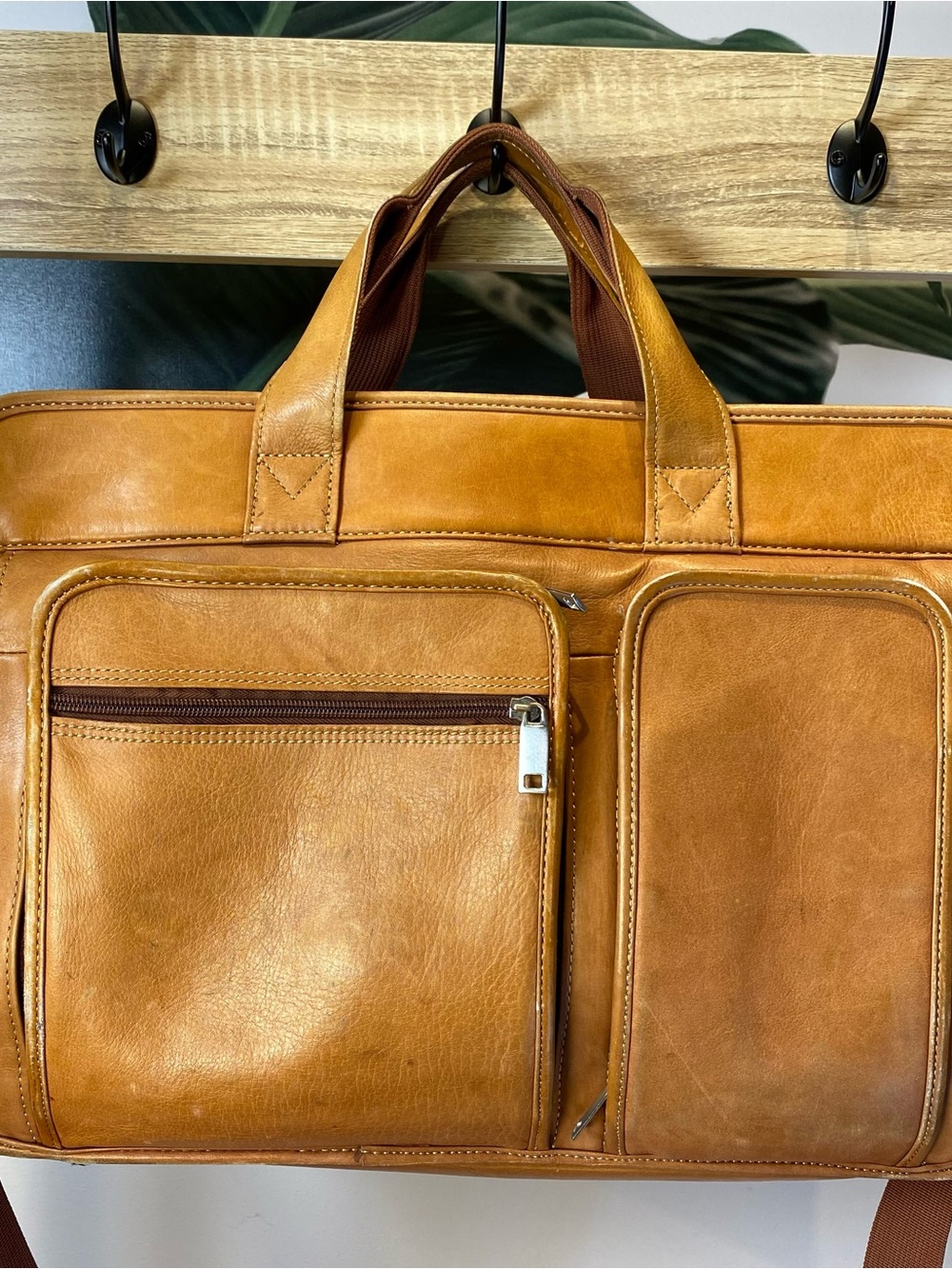 Wilsons Tan Leather Messenger Padded Laptop Bag Briefcase Shoulder Strap Pockets - Picture 16 of 16
